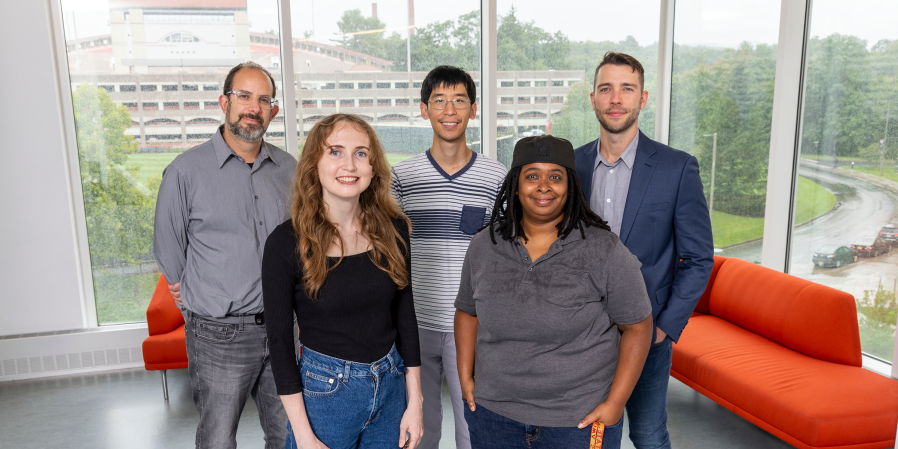 Group photo of Drew Margolin, Remy Stewart, Kimberly Williamson, Jonathan Chang, and Christian Sprague